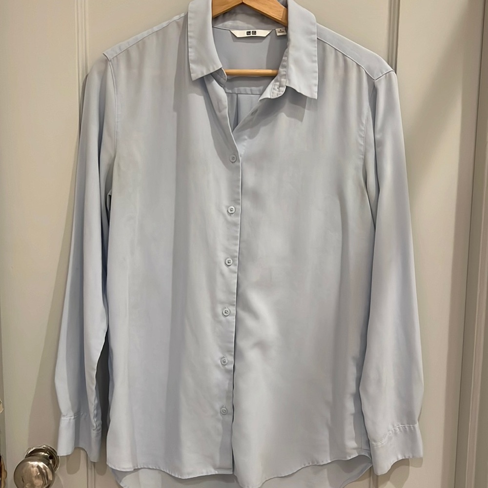 Uniqlo rayon blouse shirt blue S